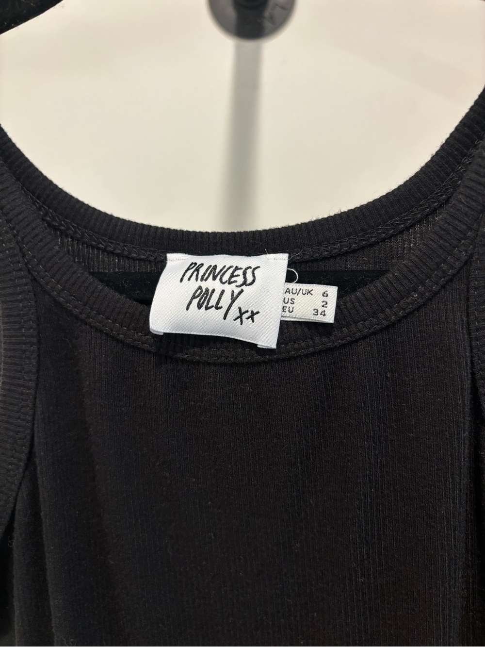 Princess Polly Black Ribbed Scoop Tank
